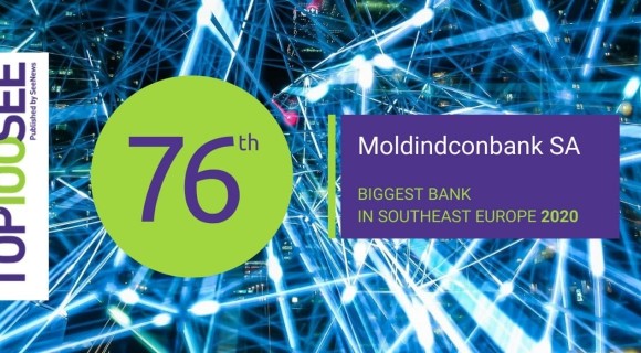Moldindconbank își îmbunătățește poziția în TOP 100 al celor mai mari bănci din Europa de Sud-Est